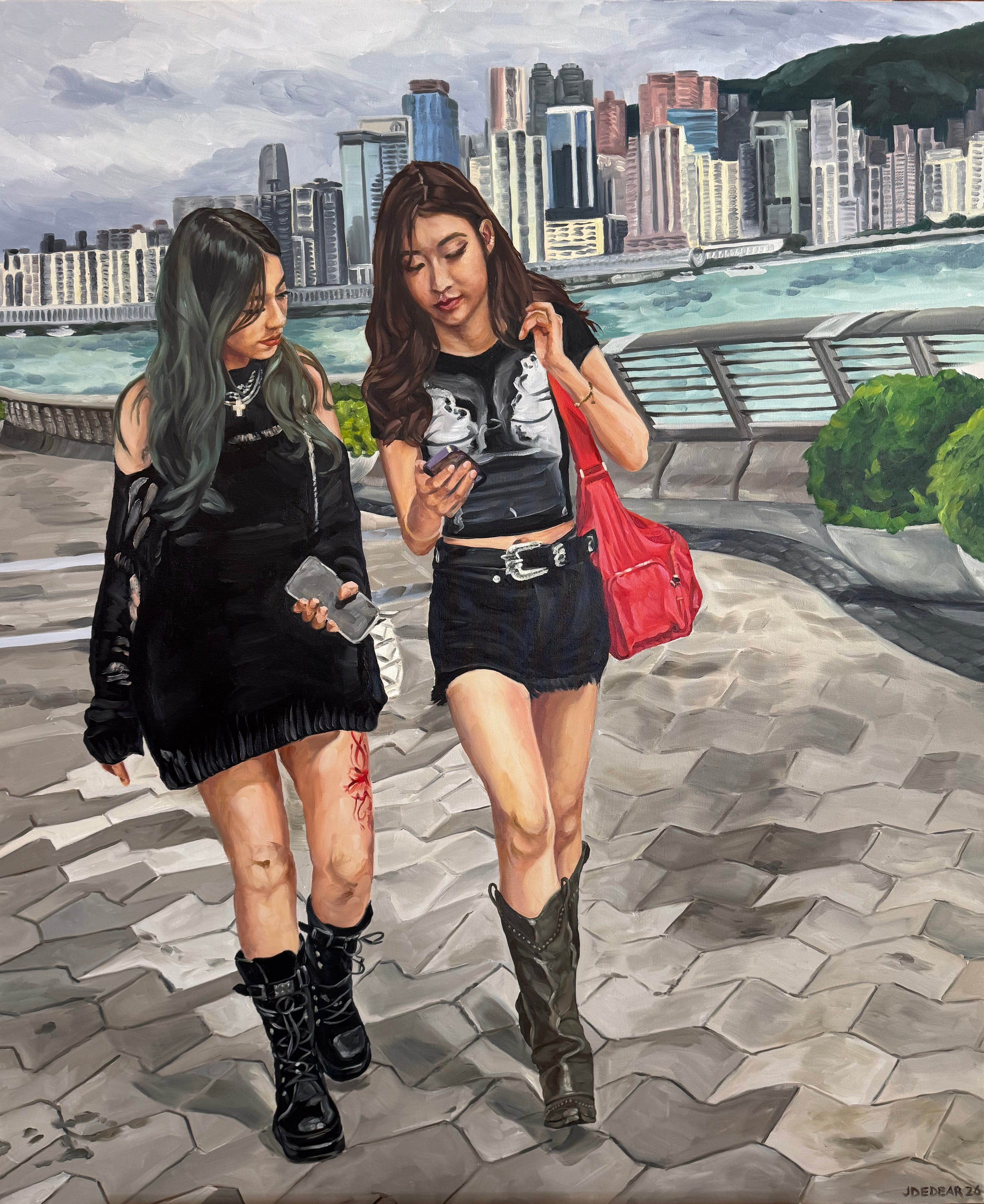 Girls at Hong Kong Harbour