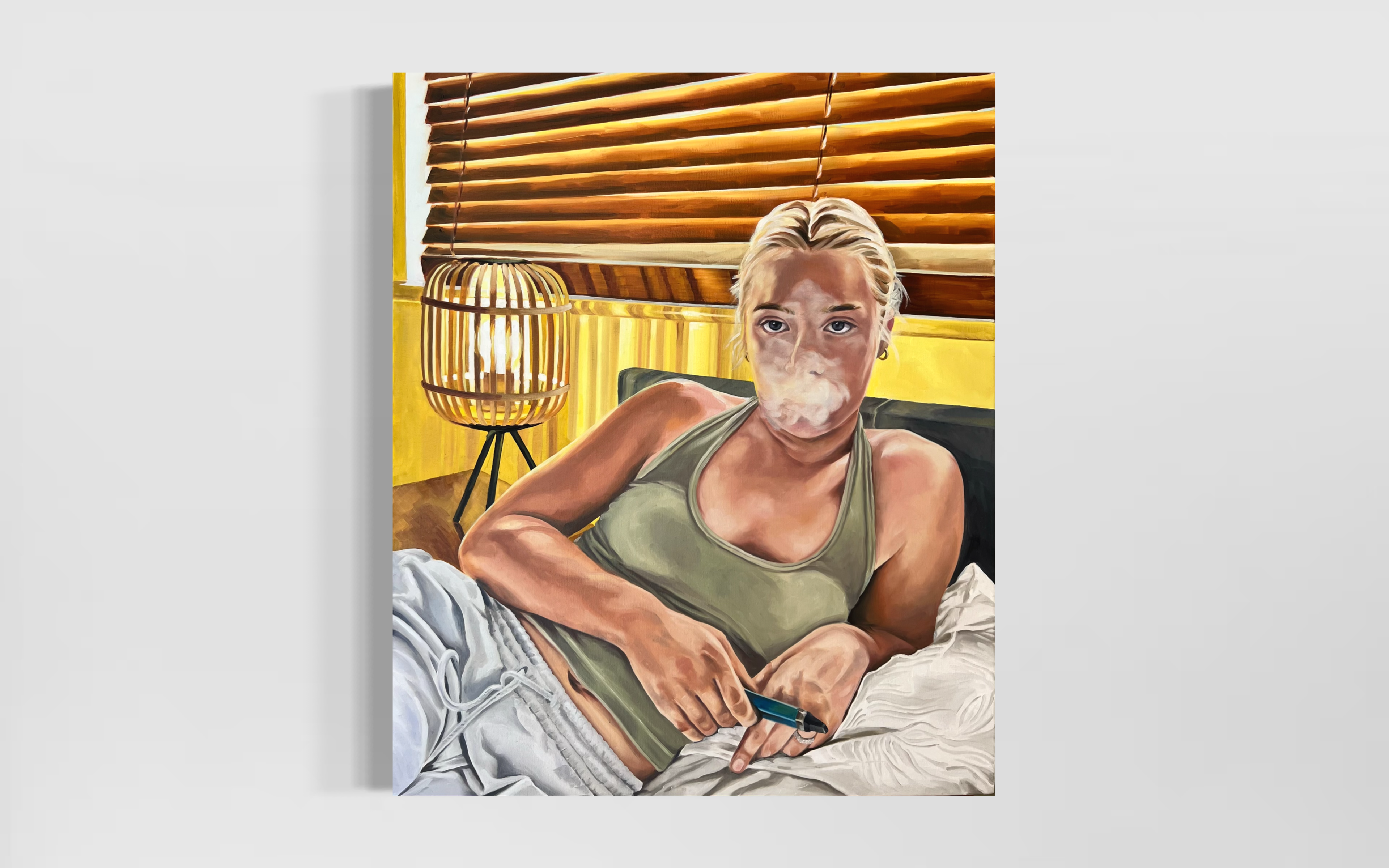 This room smells like fake tan and blueberries